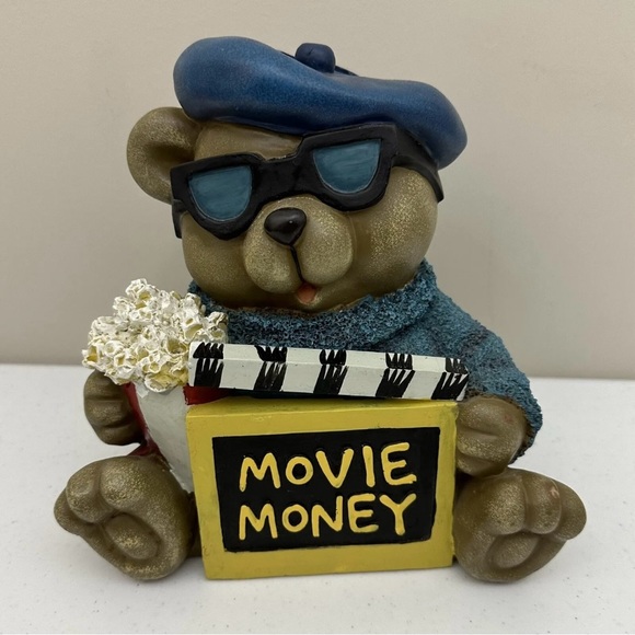Cinematic Movie Bear Molded Vinyl Coin Bank Piggy Bank Theater Room Kitsch Decor - Picture 7 of 12